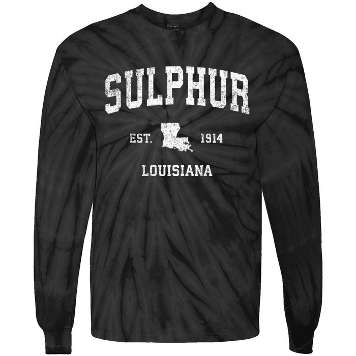 Sulphur Louisiana La Vintage Established Athletic Sports Design Tie-Dye Long Sleeve Shirt