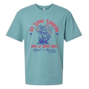 So Long London Had A Good Run Funny 4th Of July Sueded Cloud Jersey T-Shirt