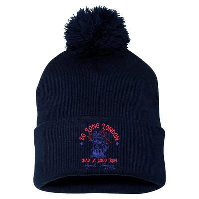 So Long London Had A Good Run Funny 4th Of July Pom Pom 12in Knit Beanie