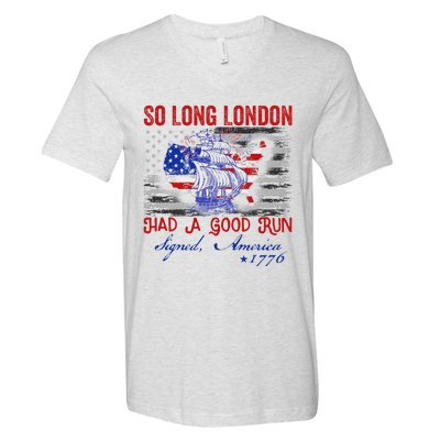 So Long London Funny 4th Of July Design V-Neck T-Shirt