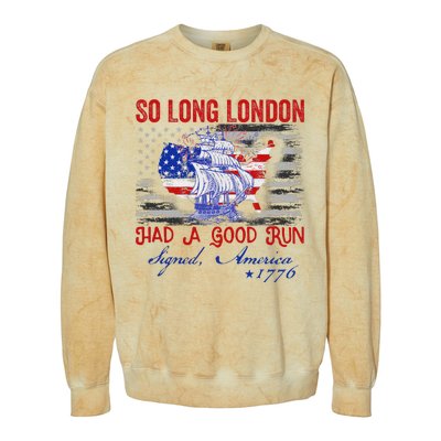 So Long London Funny 4th Of July Design Colorblast Crewneck Sweatshirt