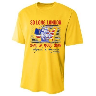 So Long London Funny 4th Of July Design Performance Sprint T-Shirt