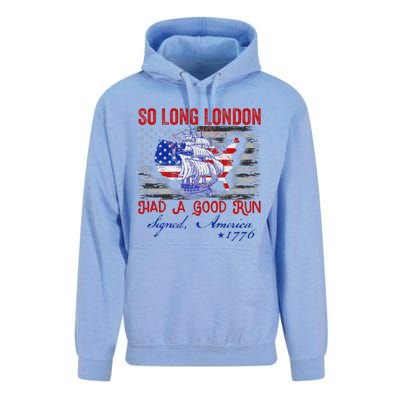 So Long London Funny 4th Of July Design Unisex Surf Hoodie