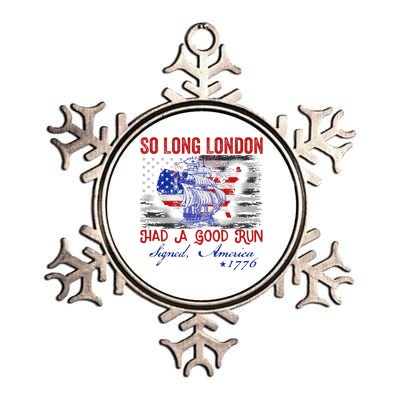 So Long London Funny 4th Of July Design Metallic Star Ornament