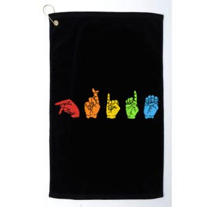 Sign Language LGBTQ Pride Gay Rainbow Deaf ASL Mute Ally Platinum Collection Golf Towel