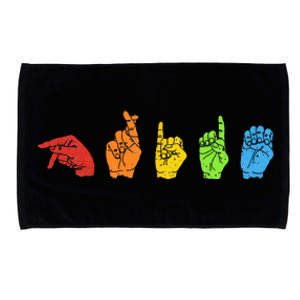 Sign Language LGBTQ Pride Gay Rainbow Deaf ASL Mute Ally Microfiber Hand Towel