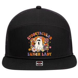 Spooktacular Lunch Lady Happy Halloween Spooky Matching 7 Panel Mesh Trucker Snapback Hat