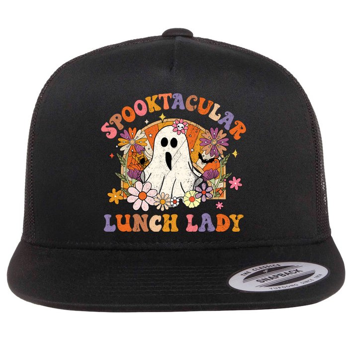 Spooktacular Lunch Lady Happy Halloween Spooky Matching Flat Bill Trucker Hat