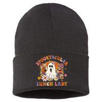 Spooktacular Lunch Lady Happy Halloween Spooky Matching Sustainable Knit Beanie