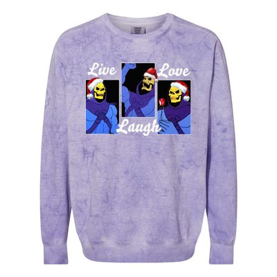 Skeleton Live Laugh Love Funny Hat Christmas Colorblast Crewneck Sweatshirt