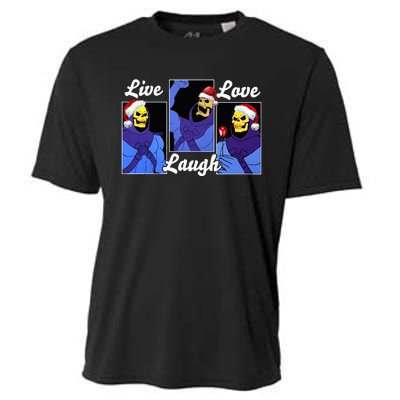 Skeleton Live Laugh Love Funny Hat Christmas Cooling Performance Crew T-Shirt