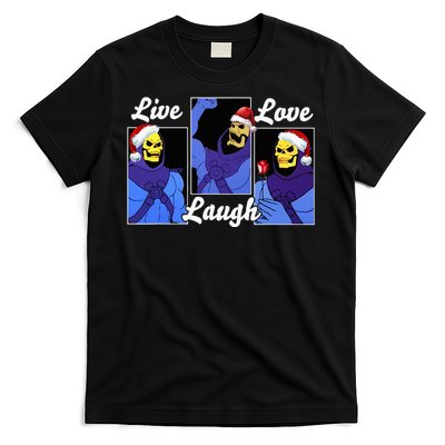 Skeleton Live Laugh Love Funny Hat Christmas T-Shirt