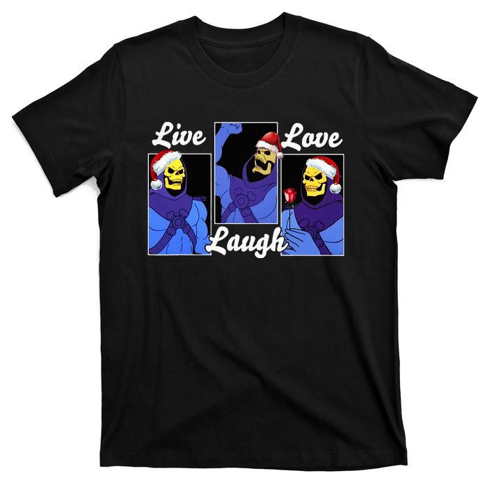 Skeleton Live Laugh Love Funny Hat Christmas T-Shirt