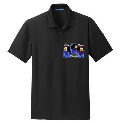 Skeleton Live Laugh Love Funny Hat Christmas Dry Zone Grid Polo