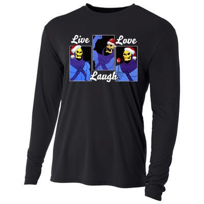 Skeleton Live Laugh Love Funny Hat Christmas Cooling Performance Long Sleeve Crew