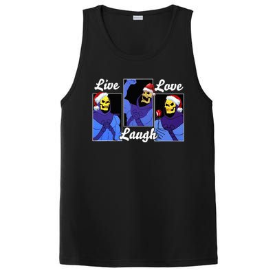 Skeleton Live Laugh Love Funny Hat Christmas PosiCharge Competitor Tank