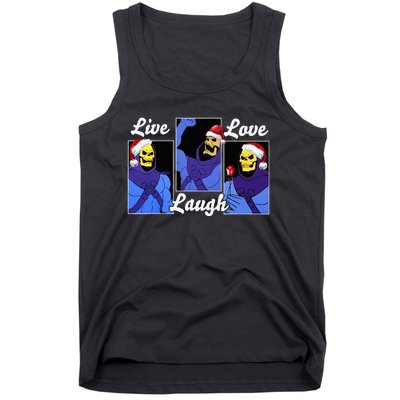 Skeleton Live Laugh Love Funny Hat Christmas Tank Top