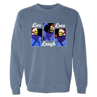 Skeleton Live Laugh Love Funny Hat Christmas Garment-Dyed Sweatshirt