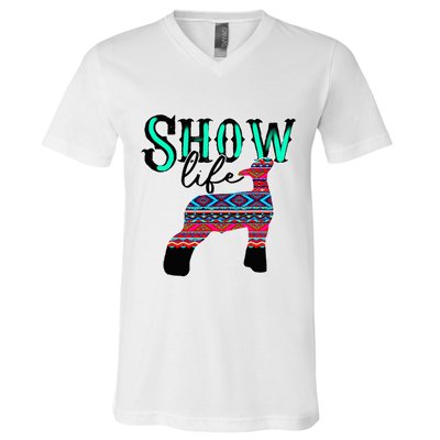 Show Life Livestock Lamb Show Market Aztec Serape V-Neck T-Shirt