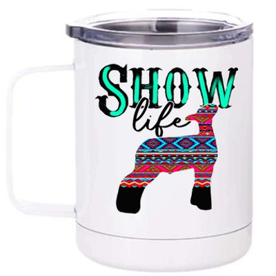 Show Life Livestock Lamb Show Market Aztec Serape 12 oz Stainless Steel Tumbler Cup