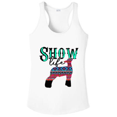 Show Life Livestock Lamb Show Market Aztec Serape Ladies PosiCharge Competitor Racerback Tank