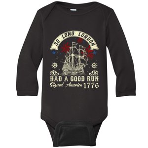 So Long London Had A Good Run Funny 4th Of July Baby Long Sleeve Bodysuit