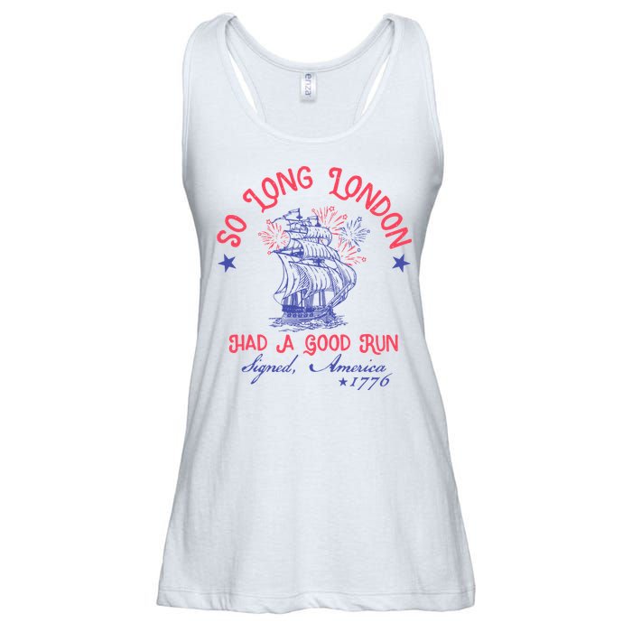 So Long London Had A Good Run Funny 4th Of July Ladies Essential Flowy Tank