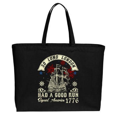 So Long London Had A Good Run Funny 4th Of July Cotton Canvas Jumbo Tote