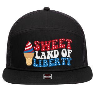 Sweet Land Liberty 4th Of July / Funny Independence Usa Day Great Gift 7 Panel Mesh Trucker Snapback Hat