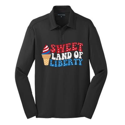 Sweet Land Liberty 4th Of July / Funny Independence Usa Day Great Gift Silk Touch Performance Long Sleeve Polo