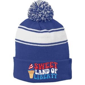 Sweet Land Liberty 4th Of July / Funny Independence Usa Day Great Gift Stripe Pom Pom Beanie