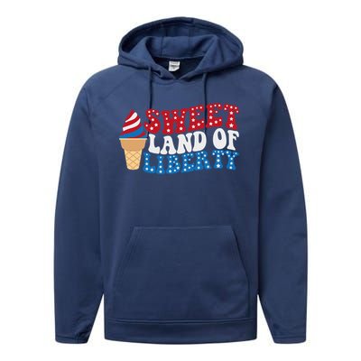 Sweet Land Liberty 4th Of July / Funny Independence Usa Day Great Gift Performance Fleece Hoodie