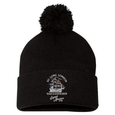 So Long London Had A Good Run Signed America 1776 Pom Pom 12in Knit Beanie