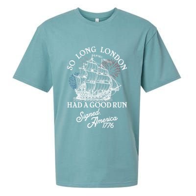 So Long London Had A Good Run Signed America 1776 Sueded Cloud Jersey T-Shirt