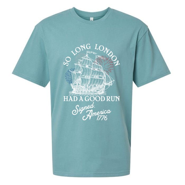 So Long London Had A Good Run Signed America 1776 Sueded Cloud Jersey T-Shirt
