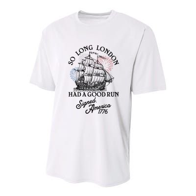 So Long London Had A Good Run Signed America 1776 Youth Performance Sprint T-Shirt