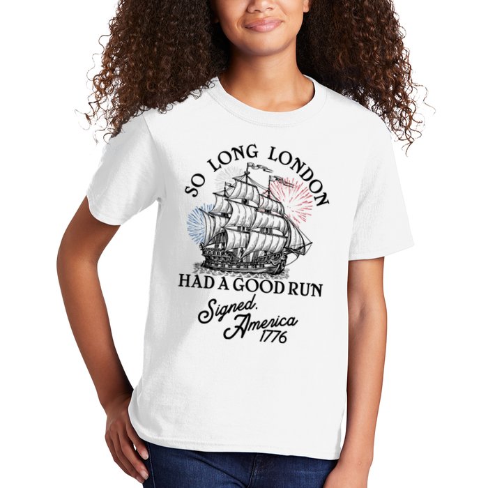 So Long London Had A Good Run Signed America 1776 Kids T-Shirt