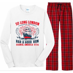 So Long London Had A Good Run Funny 4th Of July Long Sleeve Pajama Set