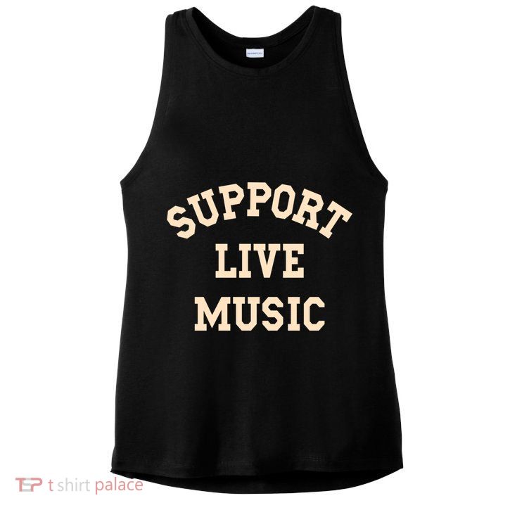 Support Live Music, Musicians Concertgoers Music Lovers Ladies PosiCharge Tri-Blend Wicking Tank