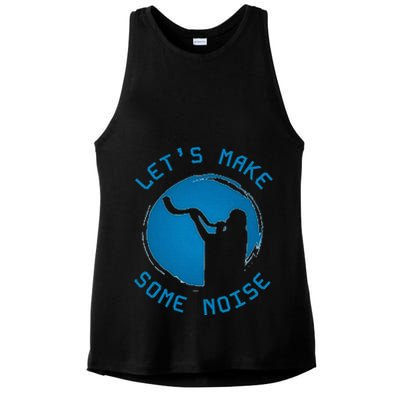 Shofar LetS Make Some Noise Rosh Hashanah Ladies PosiCharge Tri-Blend Wicking Tank