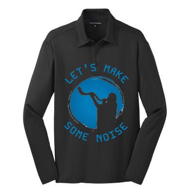 Shofar LetS Make Some Noise Rosh Hashanah Silk Touch Performance Long Sleeve Polo