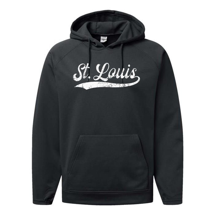 St Louis Missouri Distressed Mo Apparel Performance Fleece Hoodie