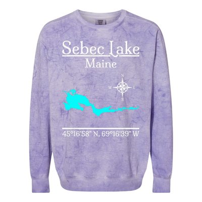 Sebec Lake Maine Colorblast Crewneck Sweatshirt