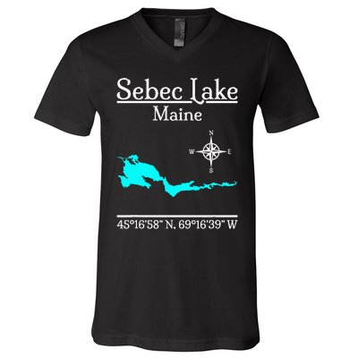 Sebec Lake Maine V-Neck T-Shirt