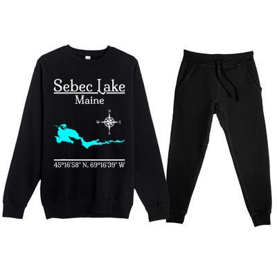 Sebec Lake Maine Premium Crewneck Sweatsuit Set