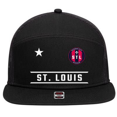 St Louis Missouri Fleur De Lis Badge 7 Panel Mesh Trucker Snapback Hat