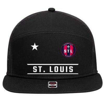 St Louis Missouri Fleur De Lis Custom Badge 7 Panel Mesh Trucker Snapback Hat