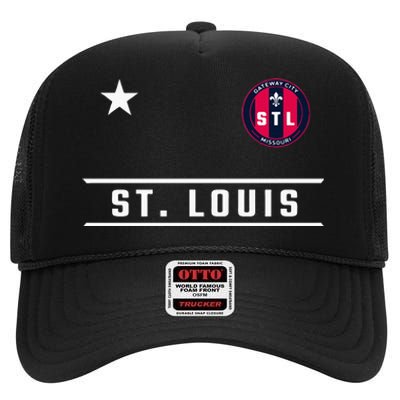 St Louis Missouri Fleur De Lis Custom Badge High Crown Mesh Back Trucker Hat