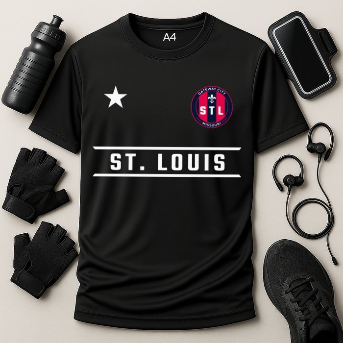 St Louis Missouri Fleur De Lis Badge Cooling Performance Crew T-Shirt