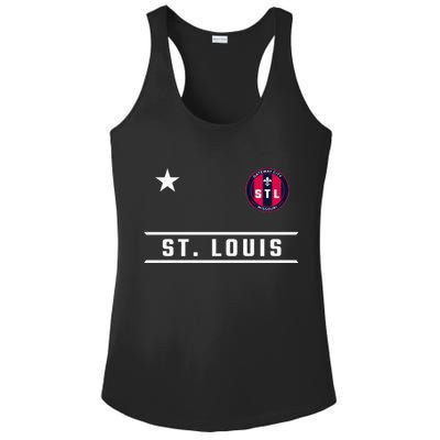 St Louis Missouri Fleur De Lis Badge Ladies PosiCharge Competitor Racerback Tank